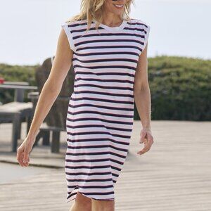 Frank & Eileen Mini Cory Vintage Muscle Tee Dress White Striped Women’s Sz Large
